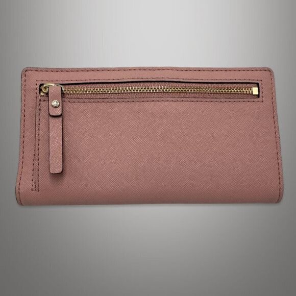 Kate Spade Saffiano Leather Wallet Multiple Card Holder Back Zippered Rose Pink - Picture 2 of 12
